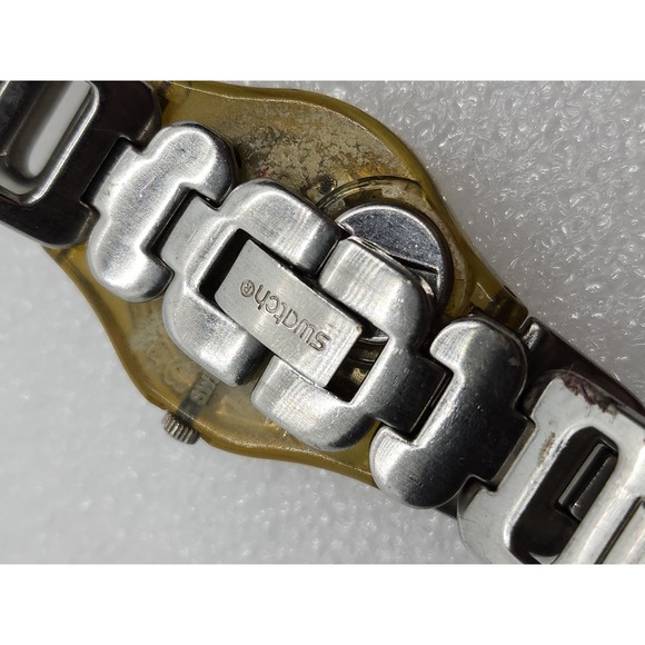 Swatch 2002 Big White numbers Metal bracelet Vintage Starburst Silver Dial Jelly - Picture 3 of 8